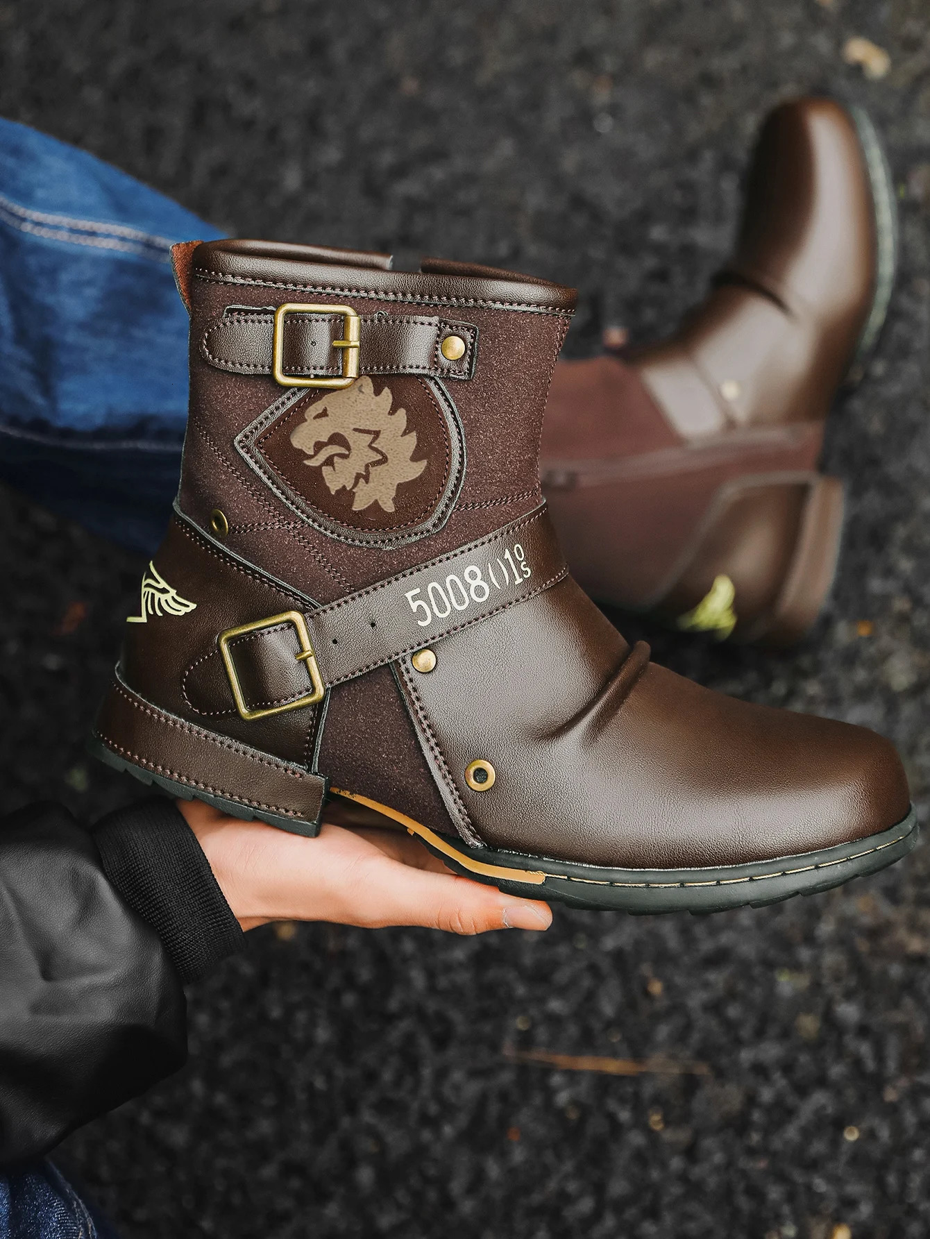 Mioeert Motorcycle Boots for Men Fashion Zipperup Chukka Boots Casual Shoes 251010