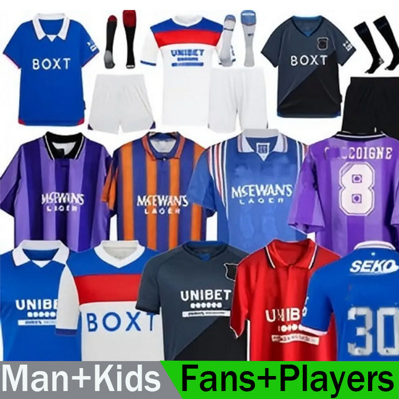 25 26 Glasgow RangerESs Soccer Jerseys 2025 Retro home shirt away Glasgow COLAK ROOFE LUNDSTRAM HAGI BARKER MORELOS TAVERNIER KENT TILLMAN 3RD Football man kids