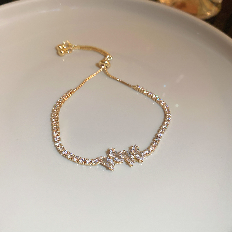 Zircon Butterfly Pull Niche Light Fashion Bracelet Versatile High-end Feel New Women's Jewelry - view 3
