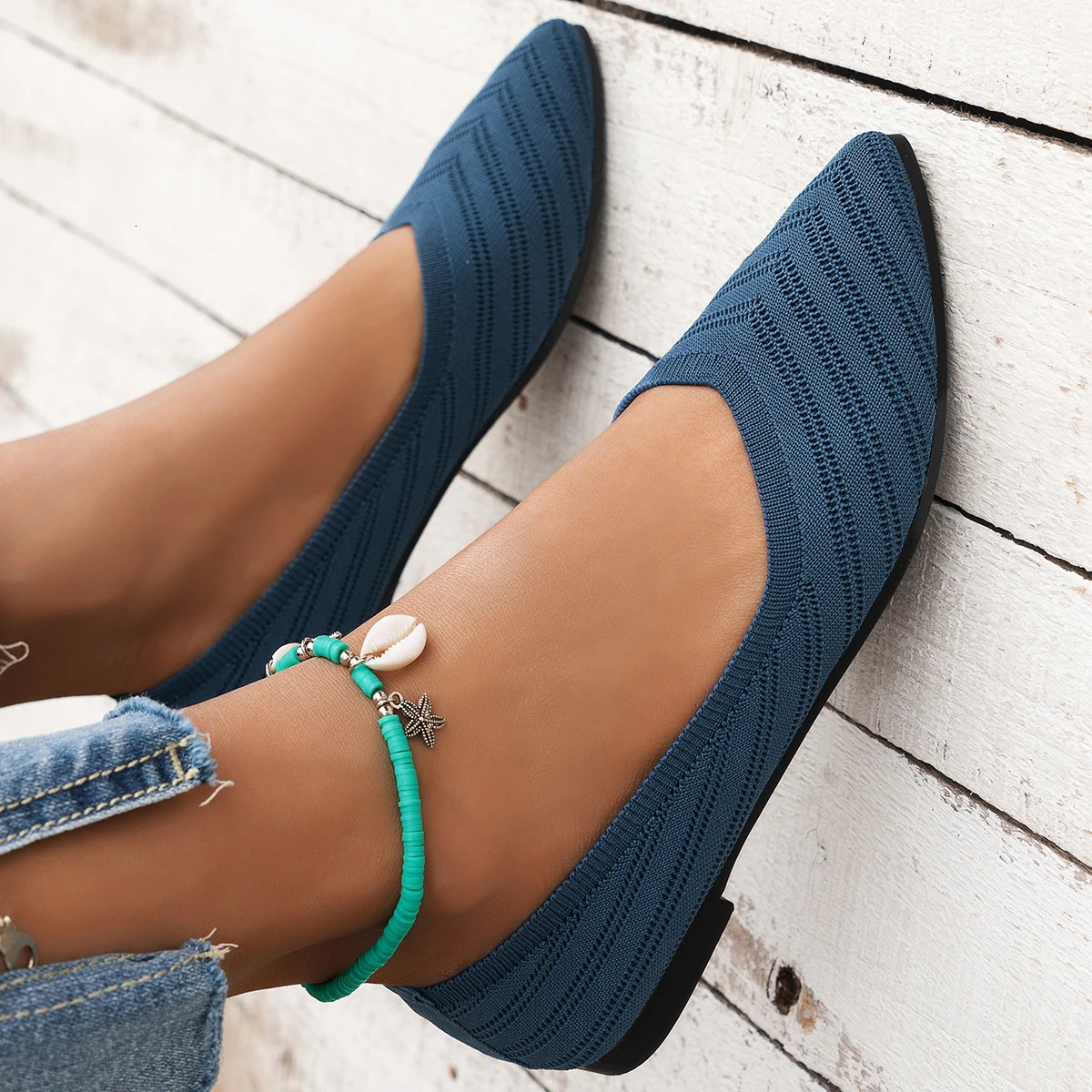 Women Flats Pointed Toe Flat Shoes Women Solid Color Slip on Casual Breathable Women Loafers Comfortable Shoes Size 3643 250930