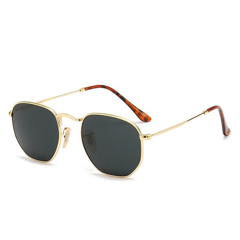 Top Quality Hexagonal 3548 Sunglasses Men Women Real Glass Lenses Sun Glasses for Man Woman with Leather Casew8ax