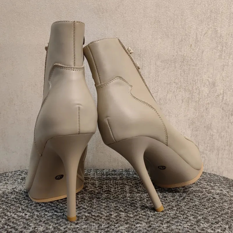 Genuine leather Customizable boots European Style Sexy Thin High Heel Jazz Dance Sandal for Women Open Toe Ladies Dancing Shoes 250930