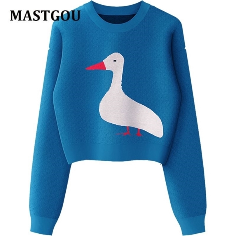 MASTGOU Embroidery Animal Womens Sweater Autumn Winter Highstreet Style Pullover Top Jacquard Knit Christmas Sweaters Pull Femme 211123wtt