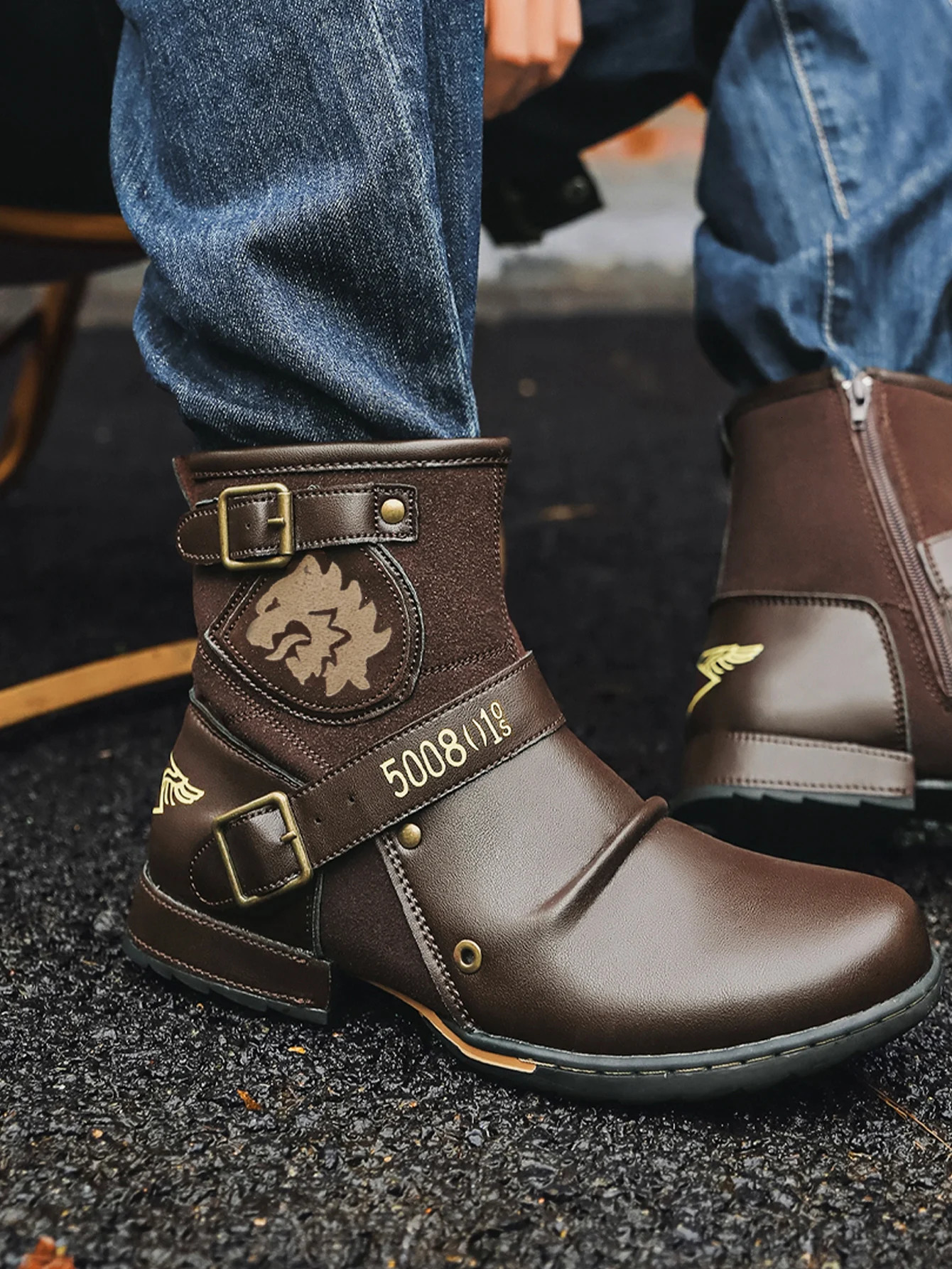 Mioeert Motorcycle Boots for Men Fashion Zipperup Chukka Boots Casual Shoes 251010