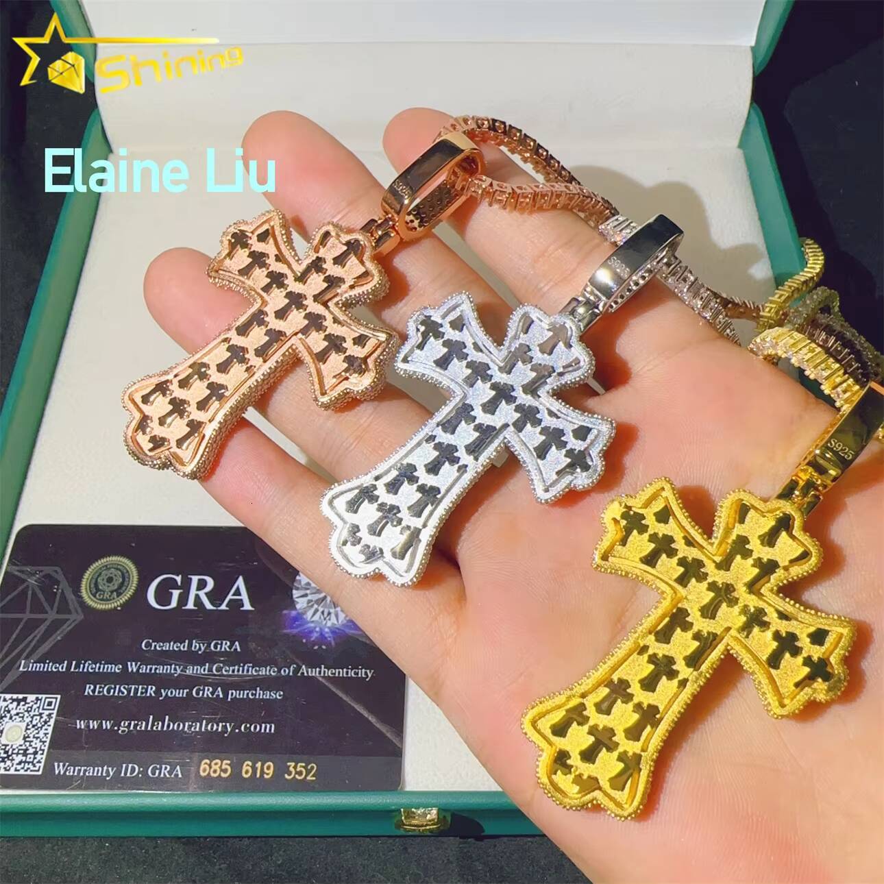 Pass the Diamond Tester VVS Moissanite 925 Sterling Silver Iced Out Hip Hop Pendants Diamond Jewelry Custom Cross Pendant