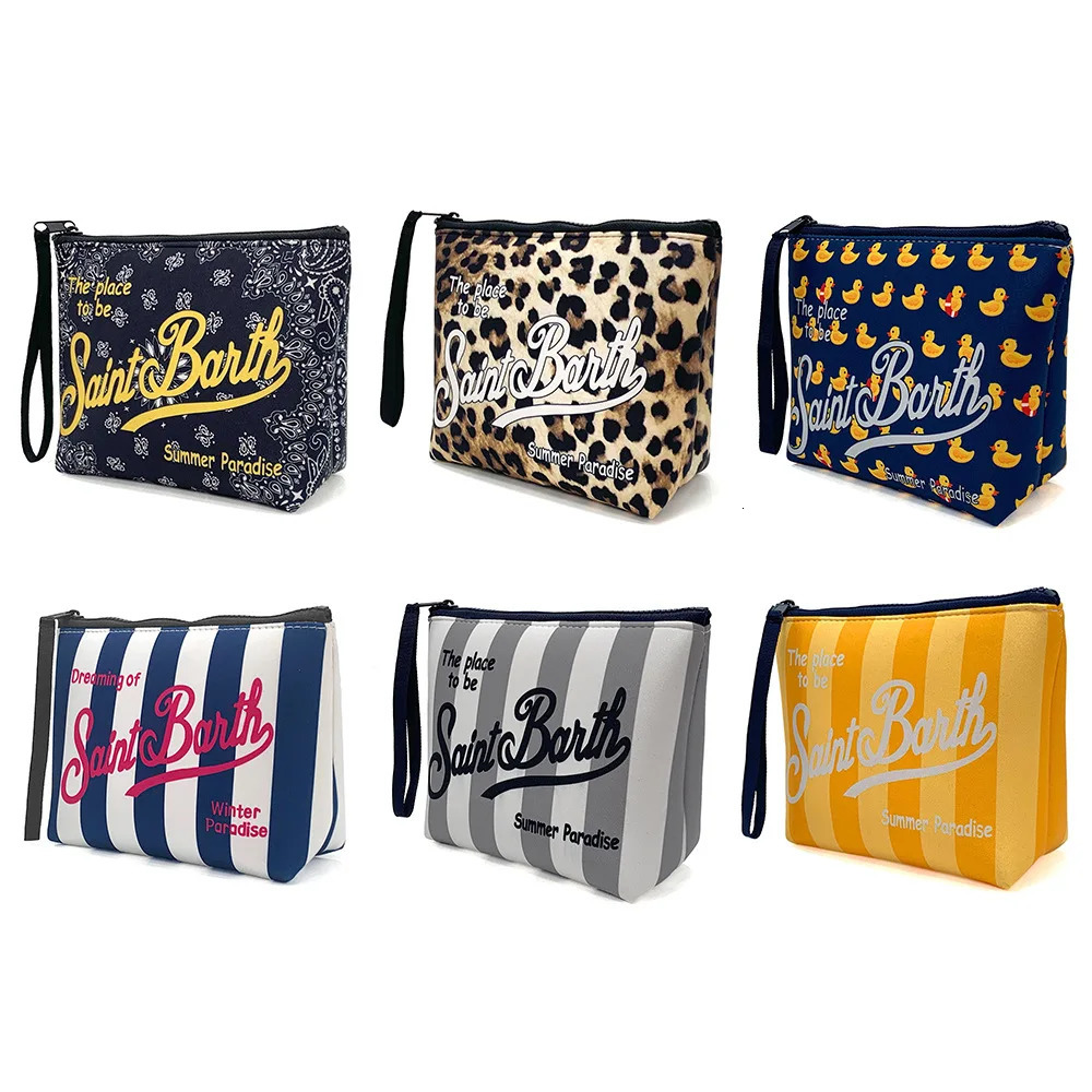 20cm16cm6cm womens Clutch Bag SAINT BARTH SB ST autumn winter handbag leopard print rose red zip canvas diving handbag 250930