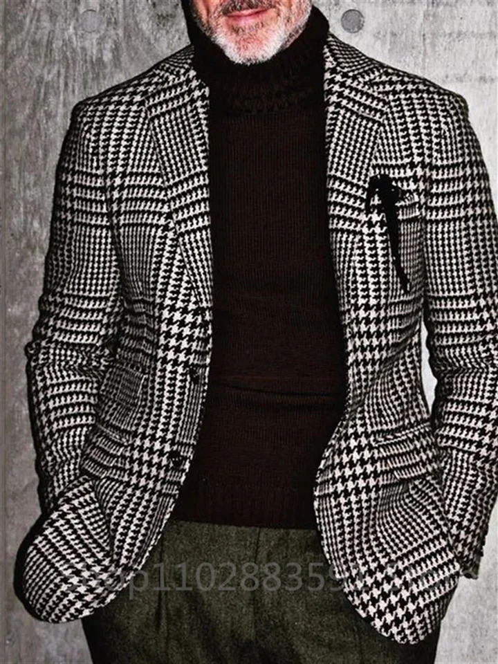 1 Pieces Mens Suits Jacket Fashion Houndstooth Notch Lapel One Coat Slim Fit Groom Tuxedos Only Blazer For Wedding Business 250924