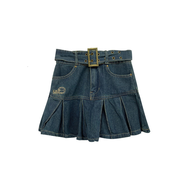 Spicy Girl Denim Skirt Women Summer Pleated Skirt 2025 High Waist Slimming Aline Short Skirt Trendy 250410