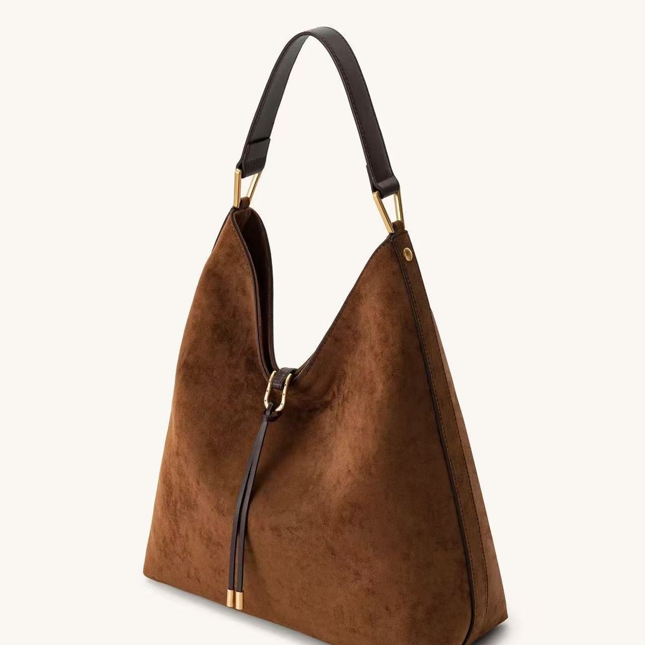 New design frosted leather clip shoulder bag armpit bag Tote bag, new bag, deer skin velvet women's bag, large capacity crossbody bag underarm ni