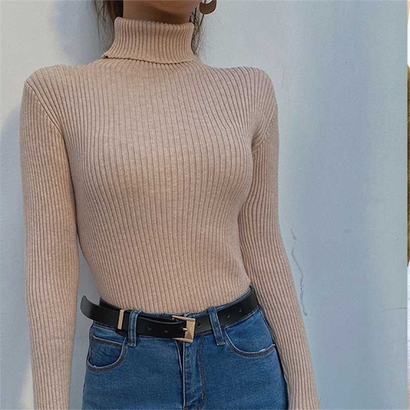 Winter autumn turtleneck Black Sweater Women Skinny Elastic Knitted Soft Pullover Sweater female Full korean Pullovers jumpers 211123wtt