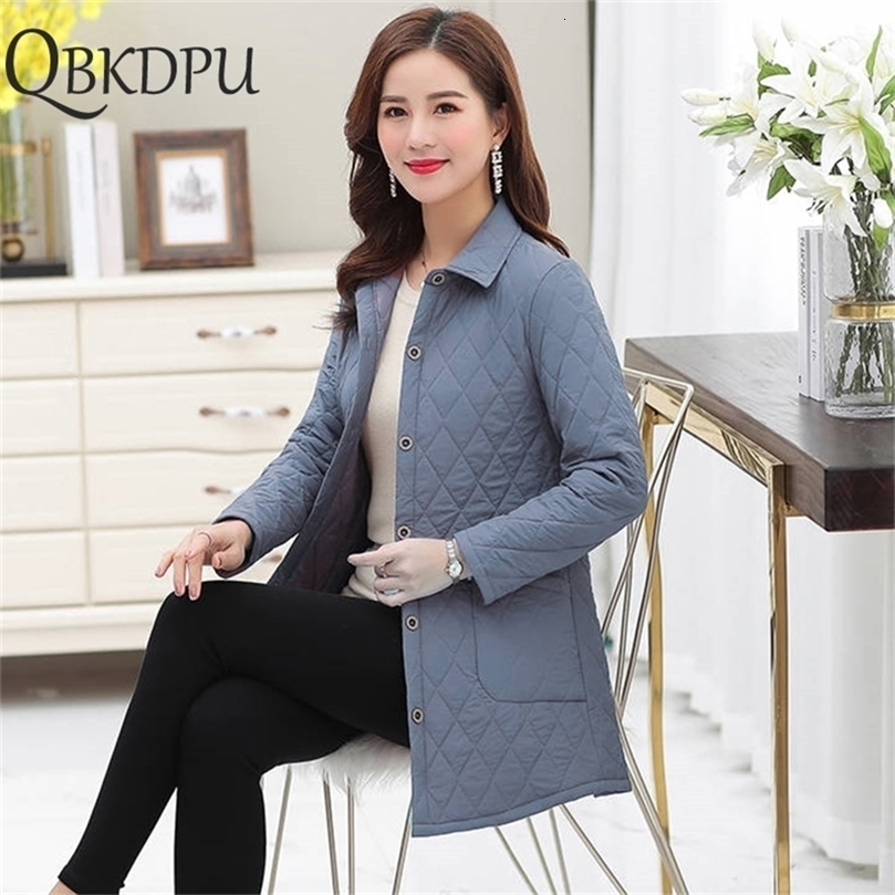 Autumn Women Thin Plus Size Mid Long Shirt-style Cotton Coat Winter Korean Loose Warm Cotton Casual Lady Cotton Jacket 201110wtt