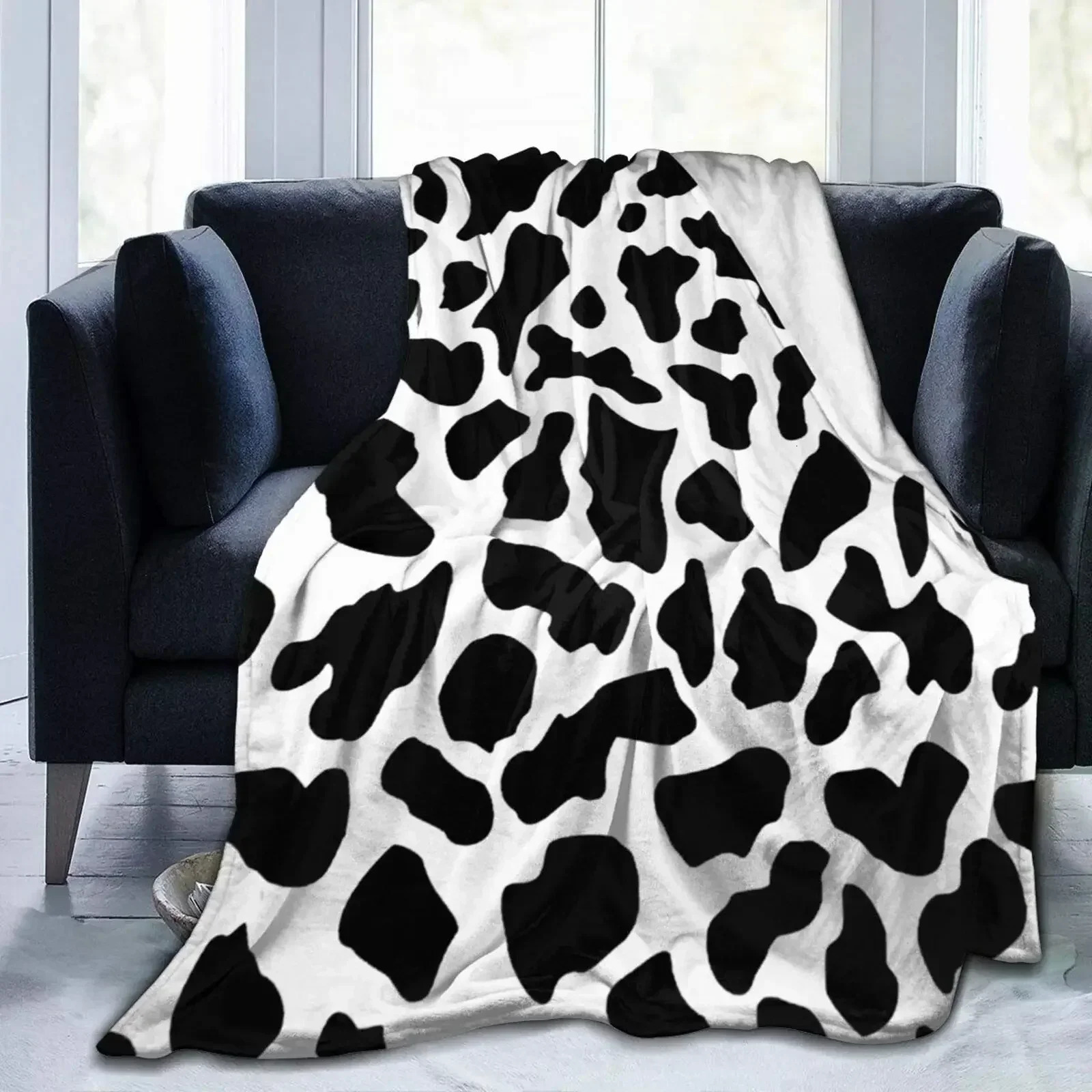 Cow Print Cowhide Throw Blanket All Season Brown Warm Lightweight Soft Fuzzy Flannel for Bed Sofa Couchgifts Friend 250930