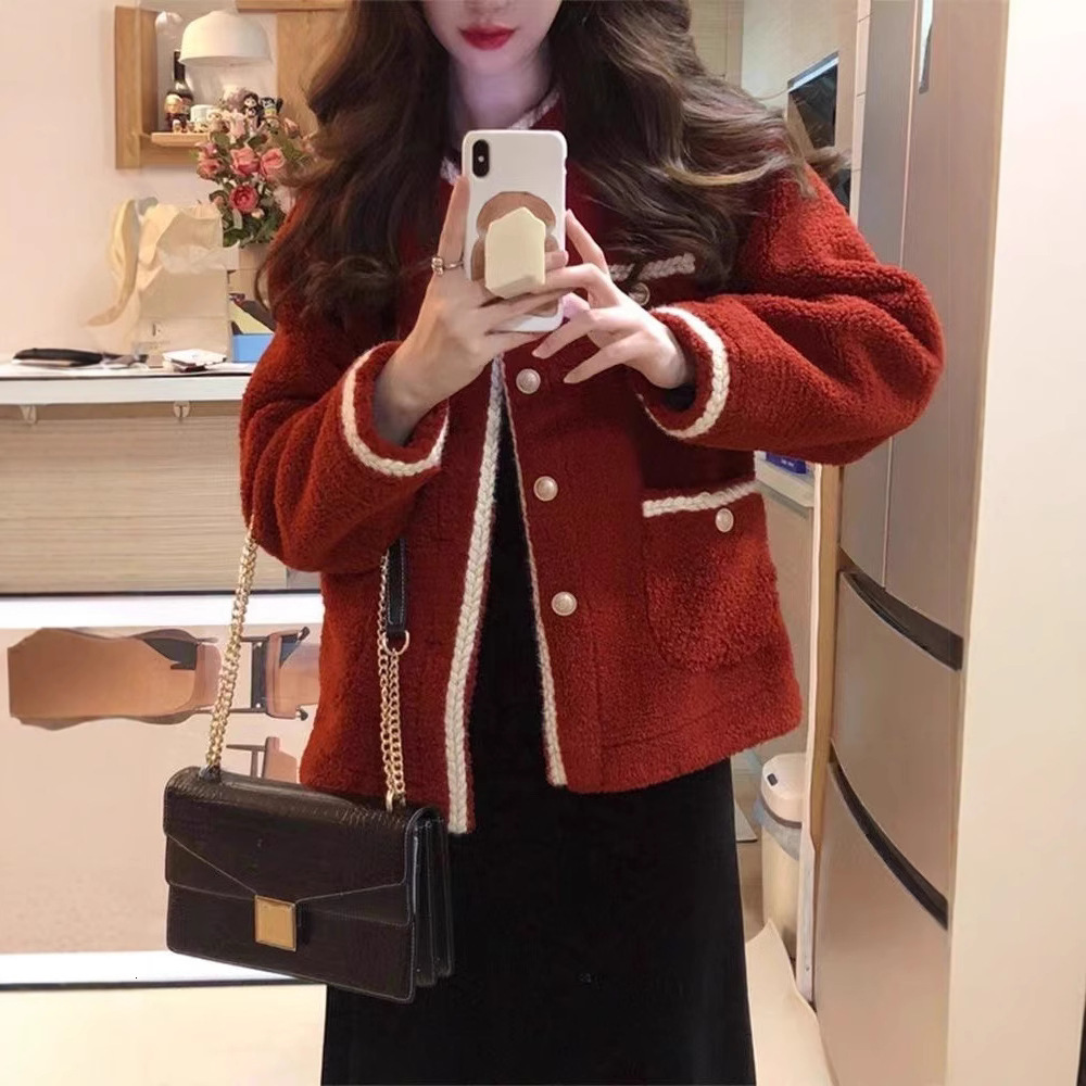 2025 designer jacket, French retro style coarse wool short jacket, women's autumn fashion and winter new loose fit cardigan sweater, autumn and w