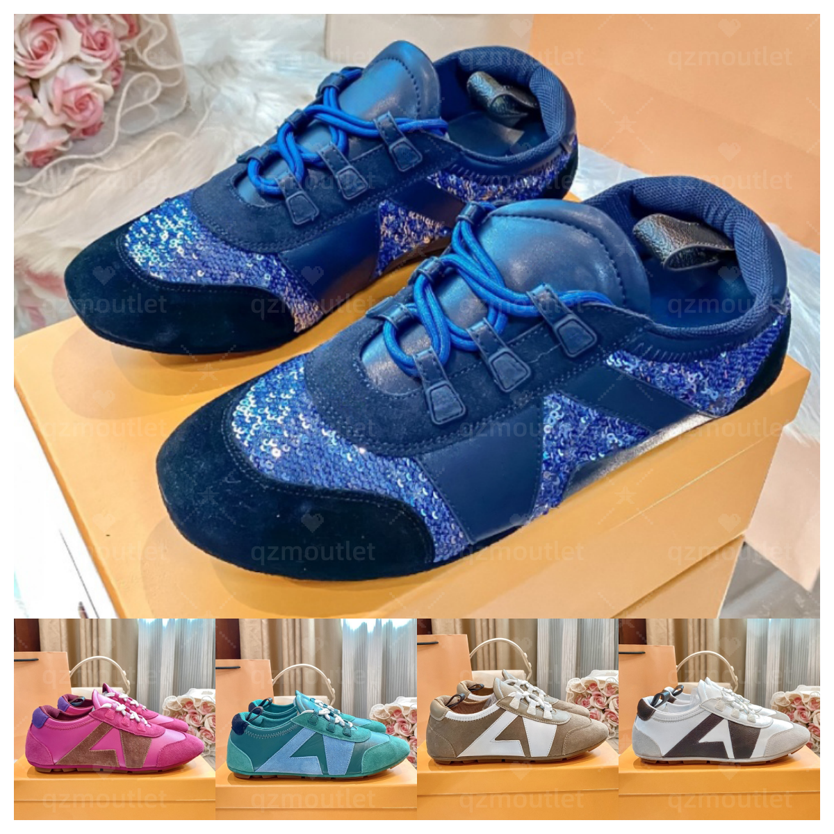 Designer shoes women sneakerina sneakers ballet flats fashion outdoor casual black brown fuchsia silver color blocking comfortable low top sneaker size 35-40