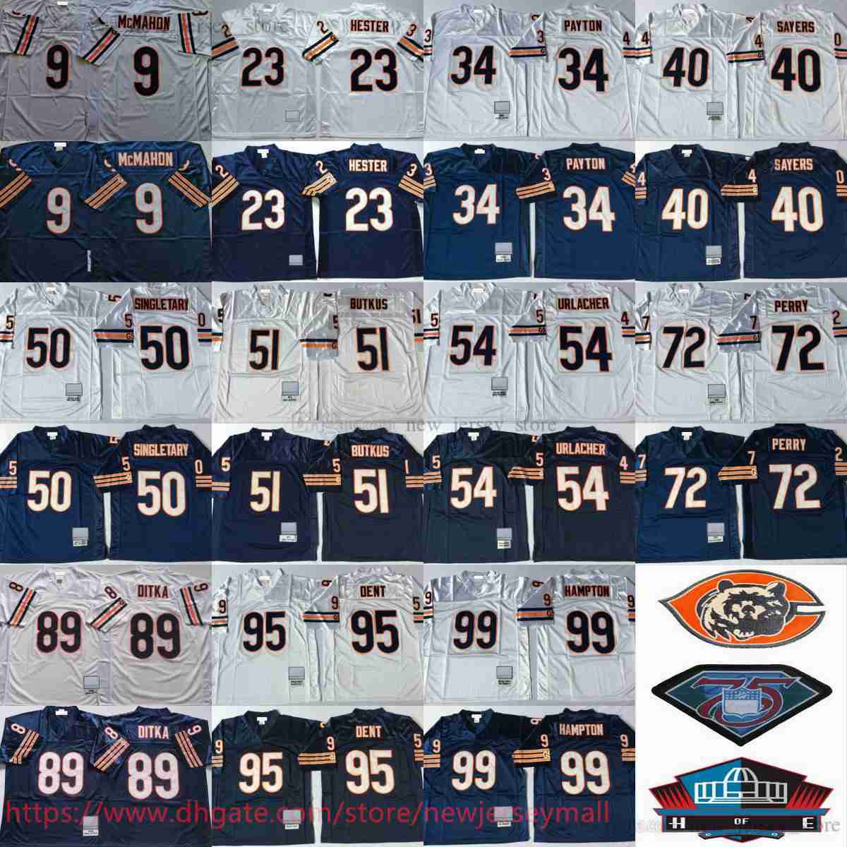 New 1985 Throwback Football 34 Walter Payton Jersey Vintage 9 Jim McMahon Devin Hester Gale Sayers Mike Singletary Dick Butkus Brian Urlacher William 