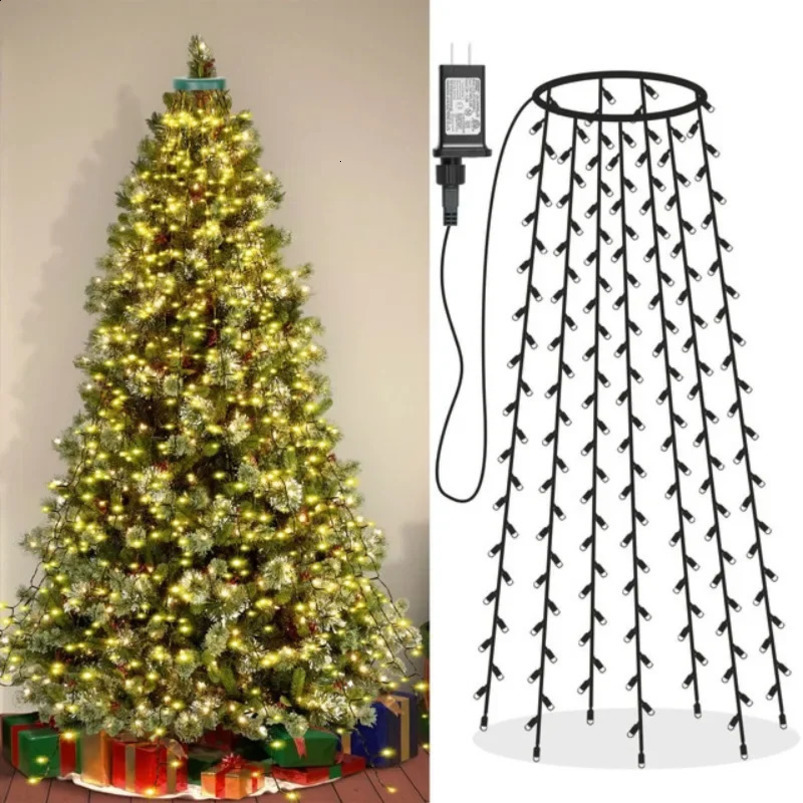 280LED Christmas Tree Light String Holiday Outdoor Garden Fairy Waterfall Used for Wedding Year Family Gathering 240927
