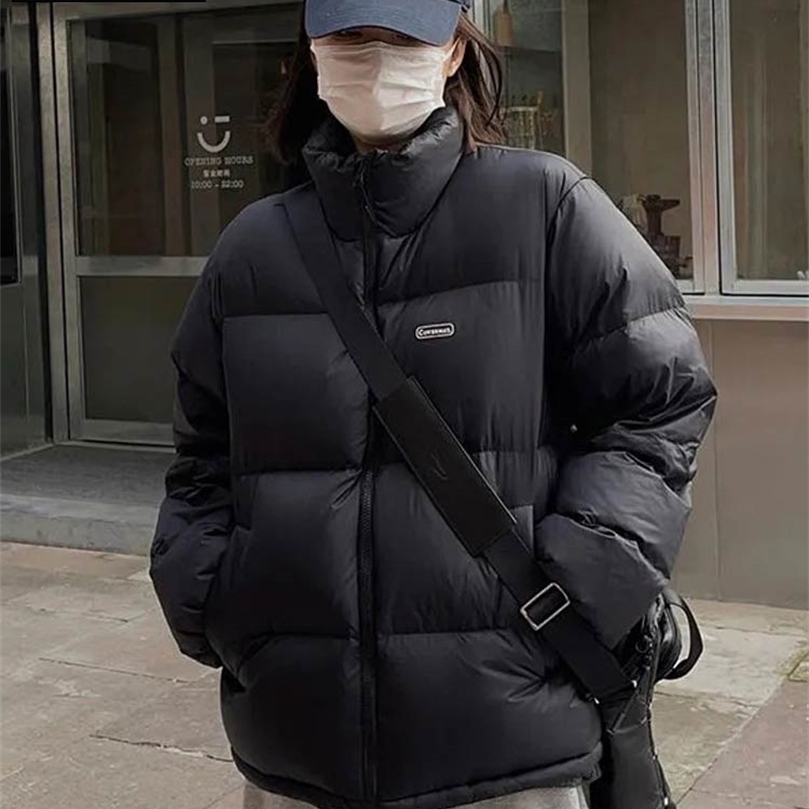 Womens Down Parkas GRELLER Korean Style Women Winter Puffer Jacket Loose Oversized Solid Stand Collar Female Cotton Padded Warm Coat Parkas Clothes 22