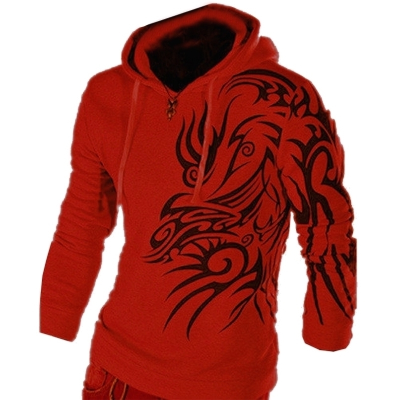 new arrival autumn men's fashion dragon printed long sleeve pullovers fashion juniors boy's slim knnited hoodies 201113w