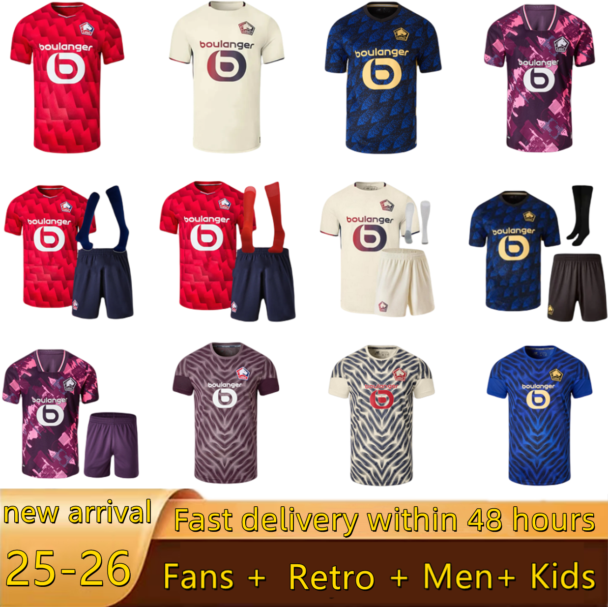 4XL 25 26 LOSC Lille 4th soccer jerseys E. MBAPPE GIROUD SAHRAOUI HARALDSSON MUKAU DIAKITE ANDRE Home Away Football Shirt BOUADDI OUNAS 80th Fourth Maillot Men Kids Kit