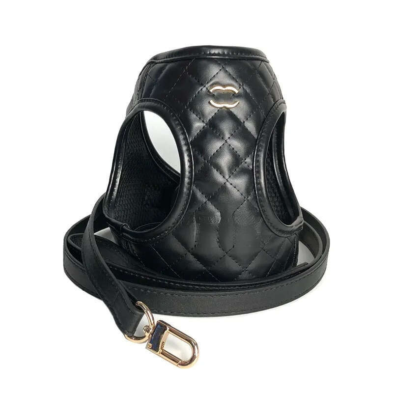 2025 new Designer Dog Harness Leash Set, Step in Chock No Pull Soft Mesh Adjustable Puppy Vest Harnesses with Classic Letter for Small Dogs