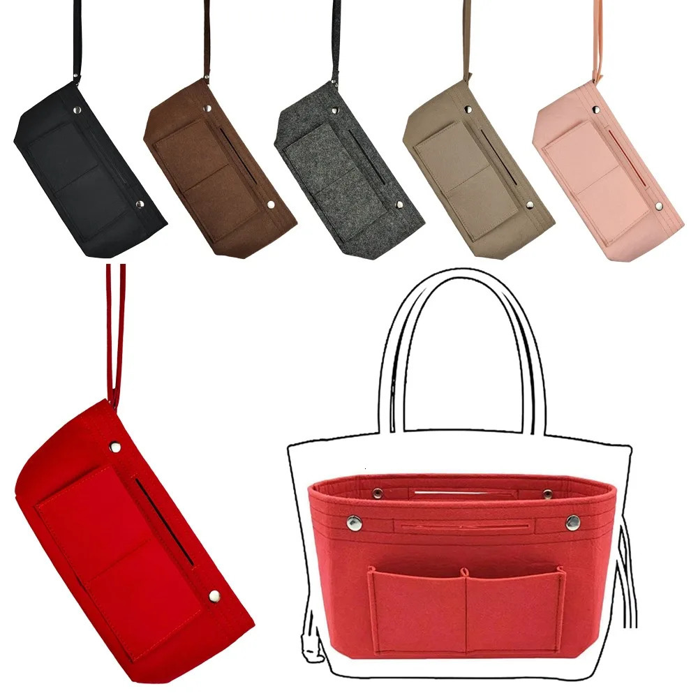 Soft Felt Insert Bag Multipocket Large Capacity Women Useful Bag Handbag Rectangular Foldable Cosmetic Bags Beach Holiday 250930