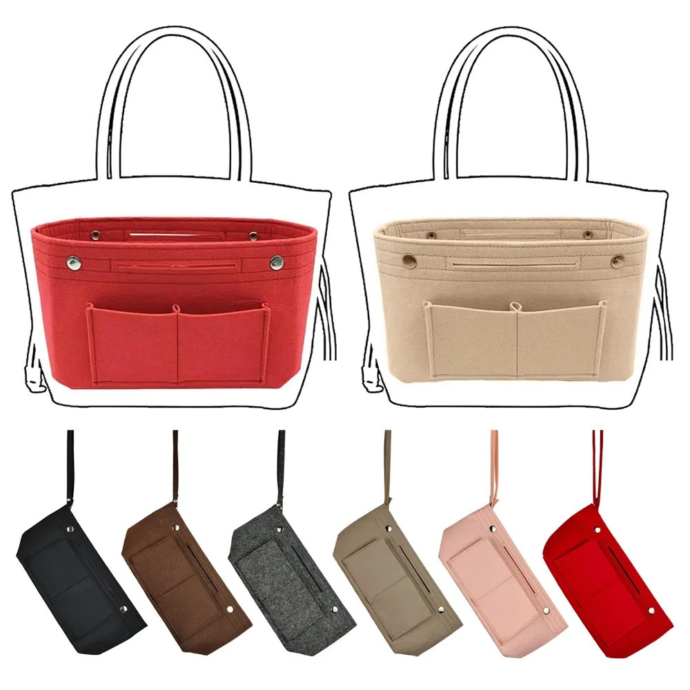 Soft Felt Insert Bag Multipocket Large Capacity Women Useful Bag Handbag Rectangular Foldable Cosmetic Bags Beach Holiday 250930
