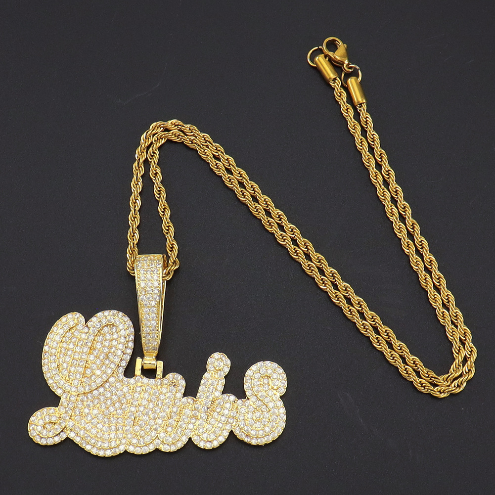 Men Women Customized letters Hip Hop Pendant Necklace Iced Out Bling 5A CZ Cubic Zirconia Rope Chain Necklace Punk Rapper Jewelry R251022