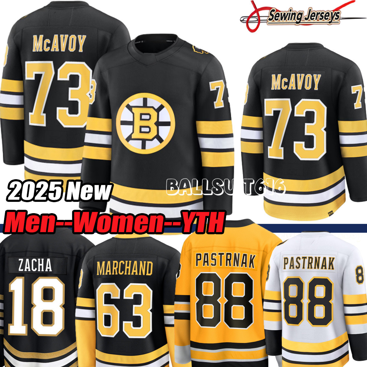 88 David Pastrnak Jersey 63 Brad Marchand BostonS Bruins Jersey Hampus Lindholm Jeremy Swayman Charlie Coyle Hockey Jerseys 2025 2026