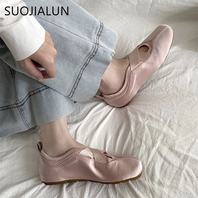 SUOJIALUN 2025 Spring Women Flat Shoes Fashion Round Toe Slip On Ladies Elegant Loafer Shoes Soft Flat Heel Boat Shoes 250930