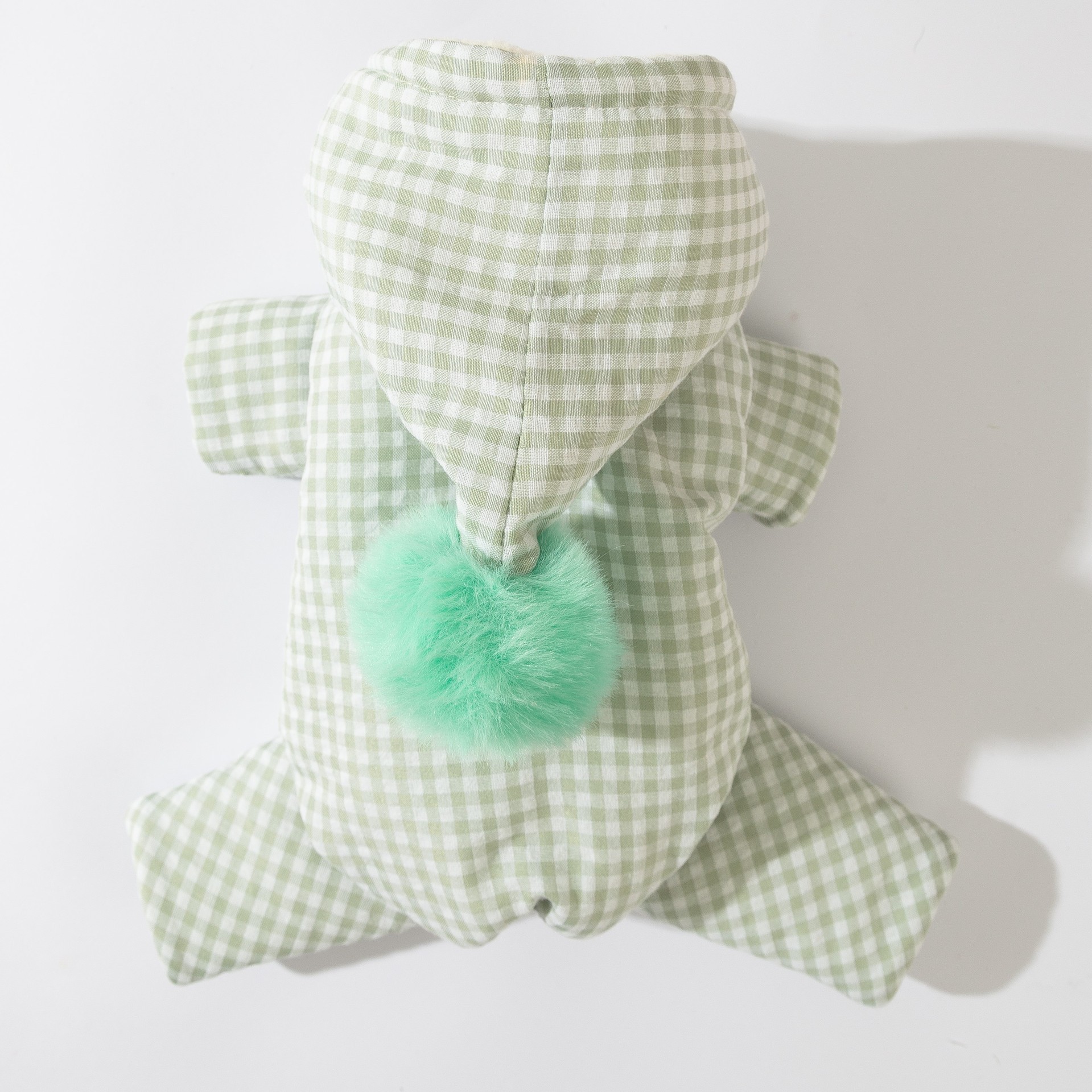 K3130 4-Legs Dog Pajamas with Hood, Christmas Themed Plaid Cotton Onesie for Small Dogs, Bichon, Maltese, Shih Tzu