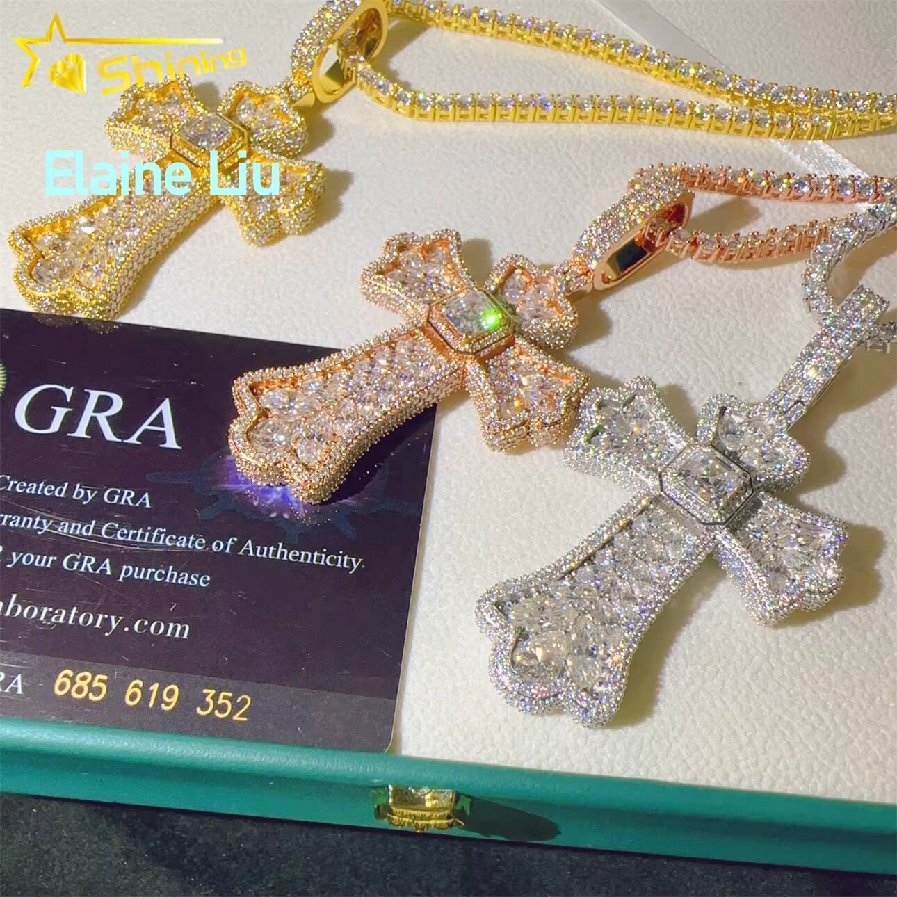 Pass the Diamond Tester VVS Moissanite 925 Sterling Silver Iced Out Hip Hop Pendants Diamond Jewelry Custom Cross Pendant