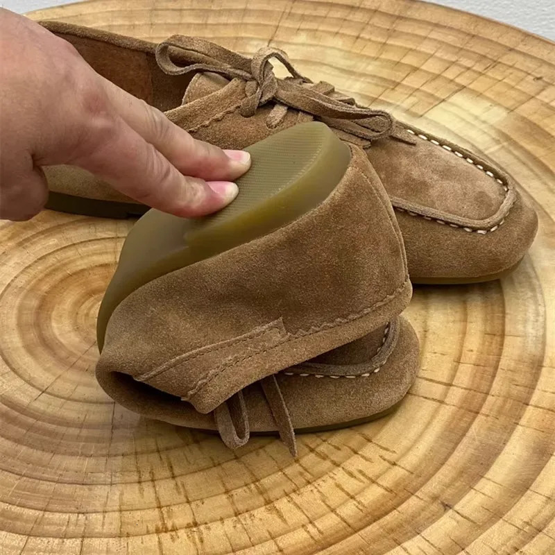 AIYUQI 2025 Womens Loafers Cow Suede Square Toe Flat Shoes For Women Large Size Shallow Mouth Soft Sole Female Moccasins 250930