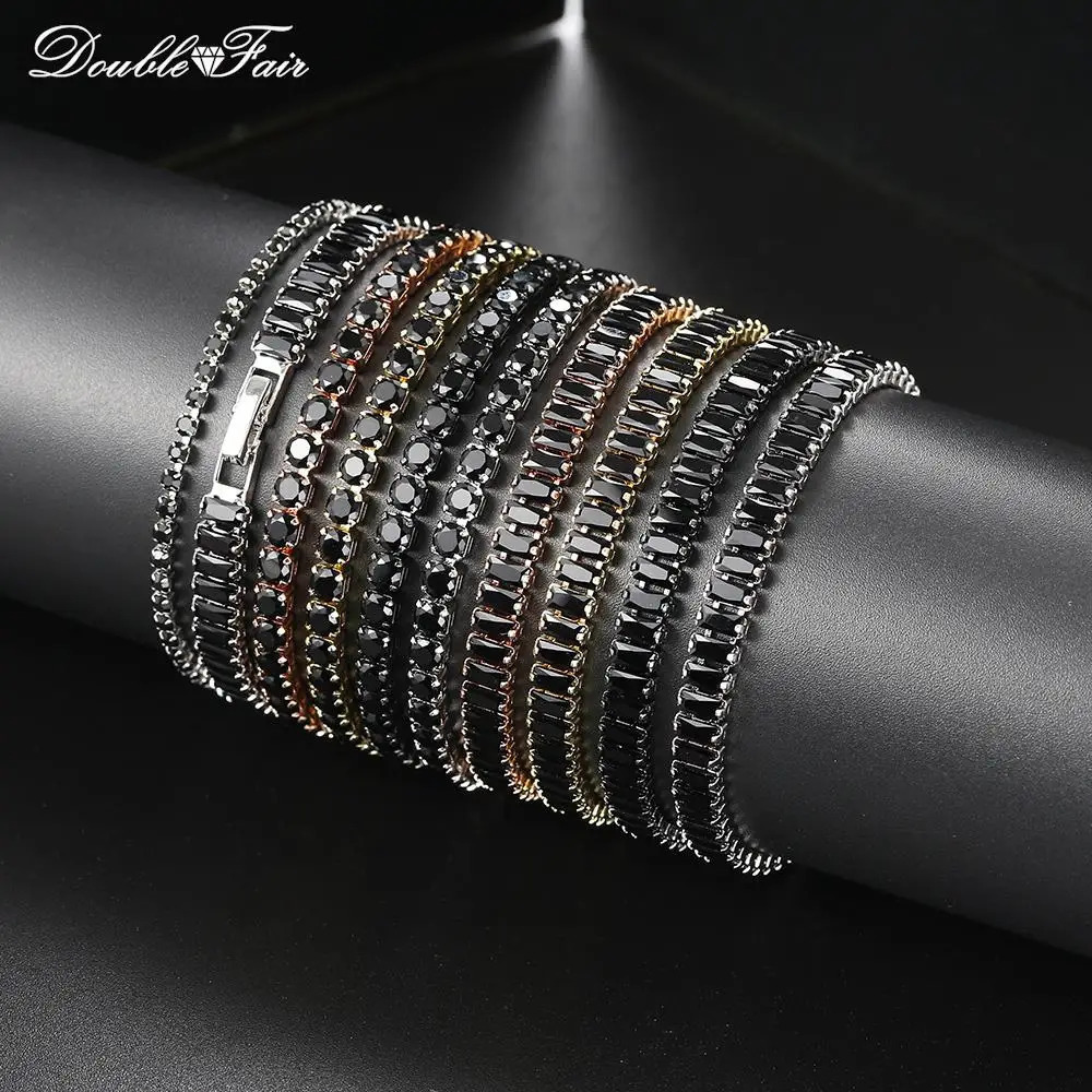 Black Crystal Tennis Bracelet for Men Women Adjustable Steampunk Zirconia Bangle Chain on Hand Hip Hop Hippie Punk Gifts Jewelry 250928