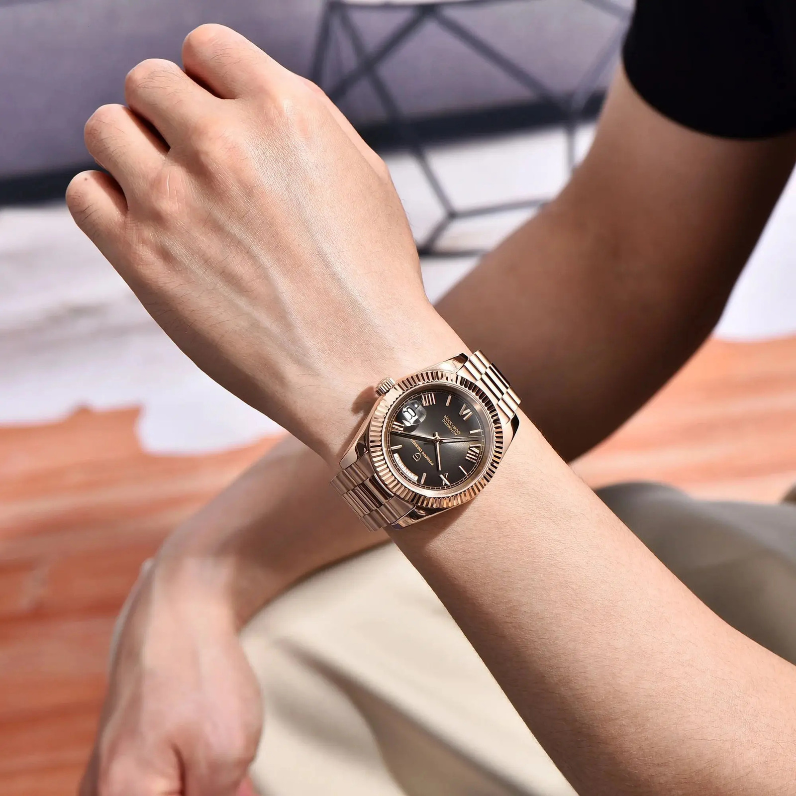 PAGANI N y Rose Gold DD40 Automatic Watch For Men NH36A Mechanical Wristwatch Stainless steel Waterproof 250925