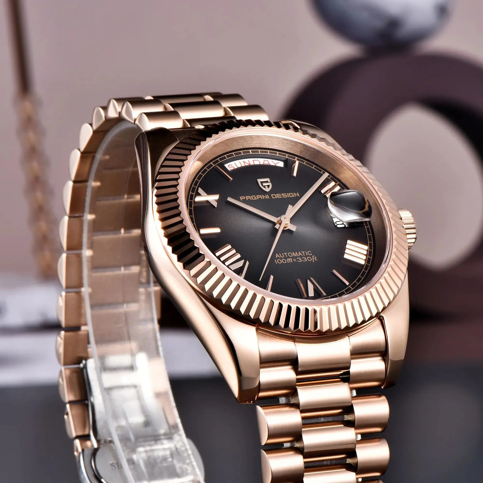 PAGANI N y Rose Gold DD40 Automatic Watch For Men NH36A Mechanical Wristwatch Stainless steel Waterproof 250925