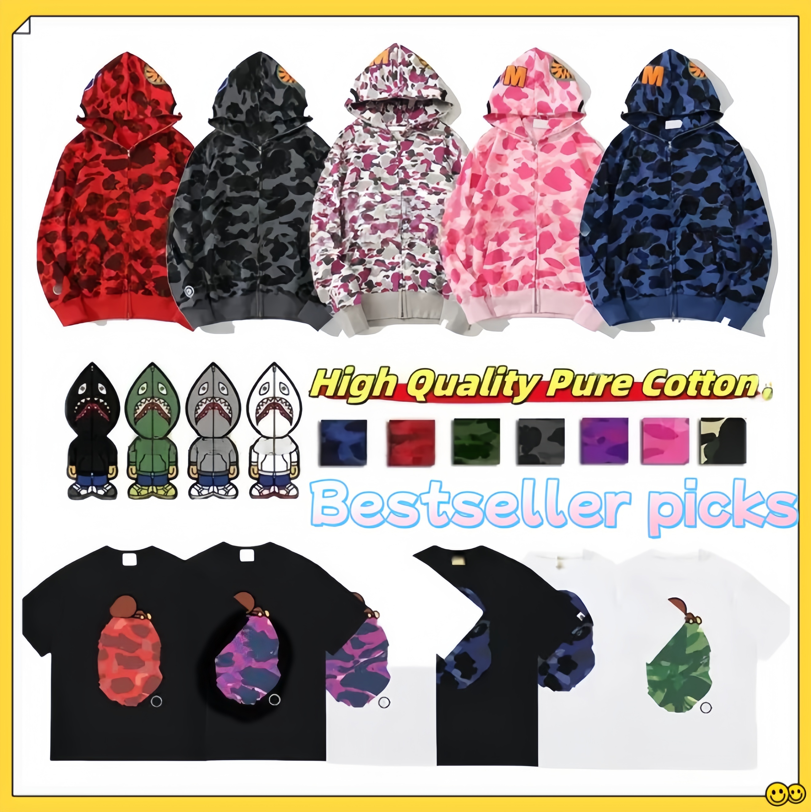 mens Bapeity hoodies designer hoodie men shark print hoodie Harajuku long sleeve zip up overshirt Print Sweatshirt Casual streetwear fashion clothing daily outfit