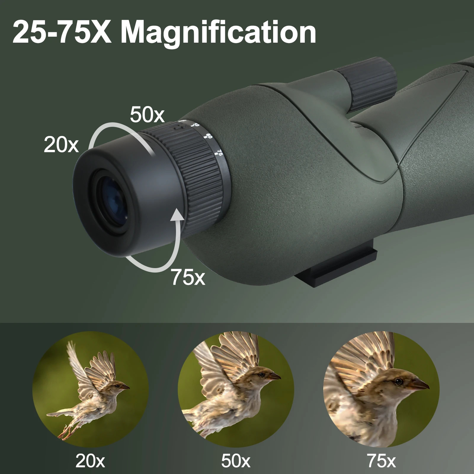 2575x60 Telescope Spotting Scope Powerful Zoom Monocular FMC BAK4 Waterproof For Bird Watching Target Sting With Tripod 250926