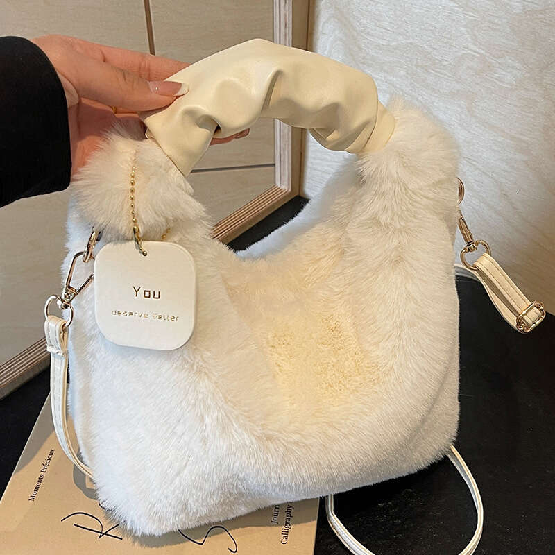 Autumn Niche High-End Handbag for Women, New Winter Versatile Fashion Single Shoulder Furry Crossbody Bag 3