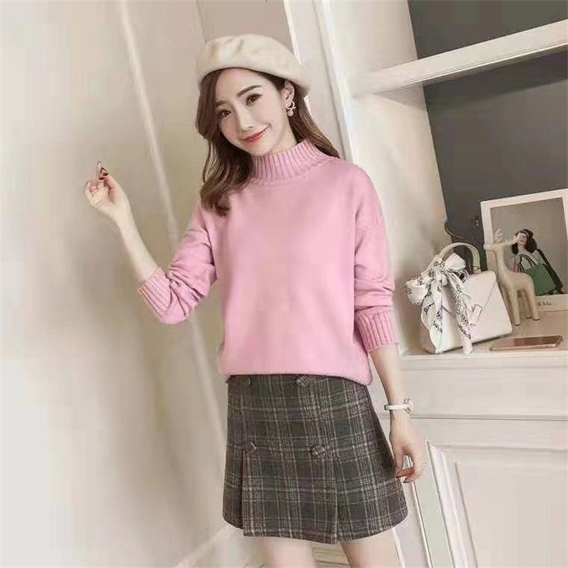 Casual Turtleneck Pullover Sweaters Women Autumn Winter Long Sleeve Warm Knitted Jumper Elegant Loose White Female Sweaters 201111wtt