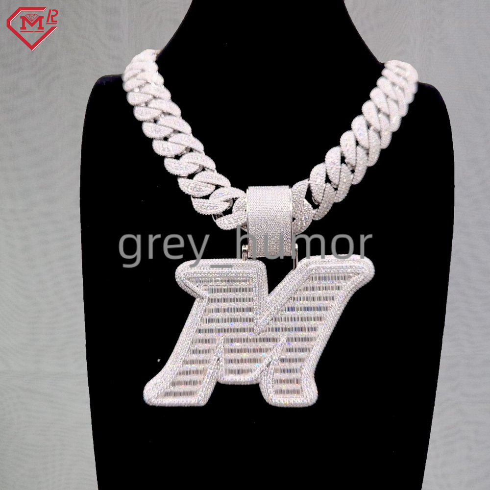 Master Rocks Jewelry Moissanite Custom Pendant 925 Sterling Silver Letter Iced Out VVS Moissanite Pendant