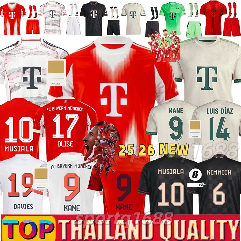 bayern Jersey 25 26 MUNICH Soccer Jerseys KANE 9 Luis Diaz MUSIALA 10 KIMMICH Sane Muller de Ligt J. Davies Coman Gnabry bayernmunich 25 26 Kids kit football Shirt Men