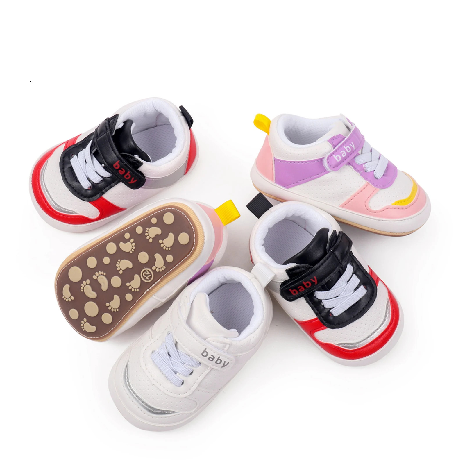 Baby Girls Boys Sneakers Contrast Color Sequins Shoelace Soft Sole NonSlip Infant First Walking Shoes for Spring Fall 250923