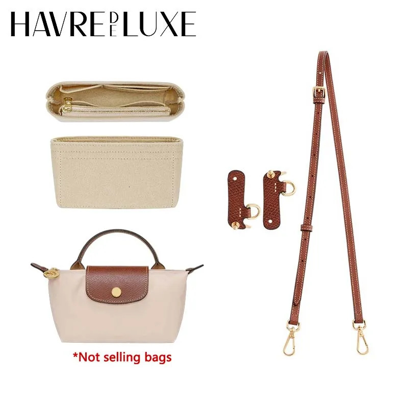 Bag organizer insert for longchamp mini womens bag durable felt storage bag shoulder strap bag support bag accessories 250930