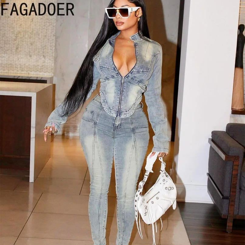 Fagadoer Sexy Denim… - image