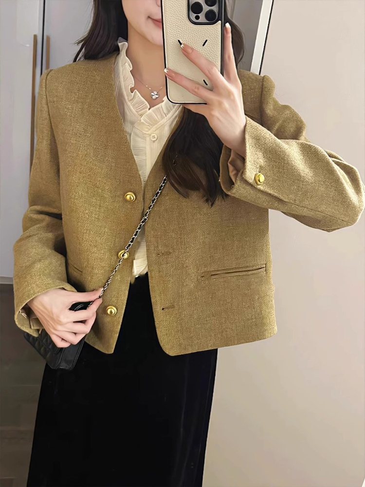 2025 Women's Elegant Autumn/Winter New Fashion Coarse fashion Wool Short Coat Multi functional Casual Short Jacket Autumn/Winter New Designer Jac