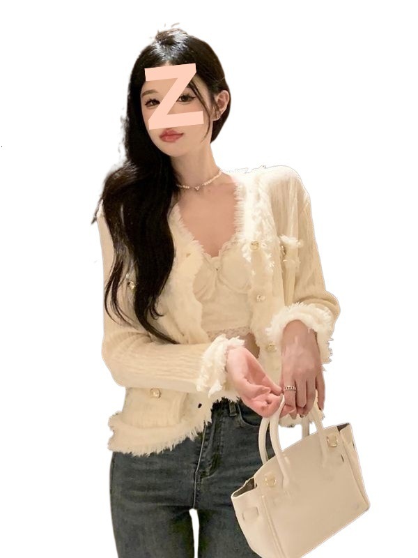 2025 unique and beautiful plaid sweater designer women's autumn and winter atmosphere lazy V-neck knitted cardigan top autumn coarse wool fashion