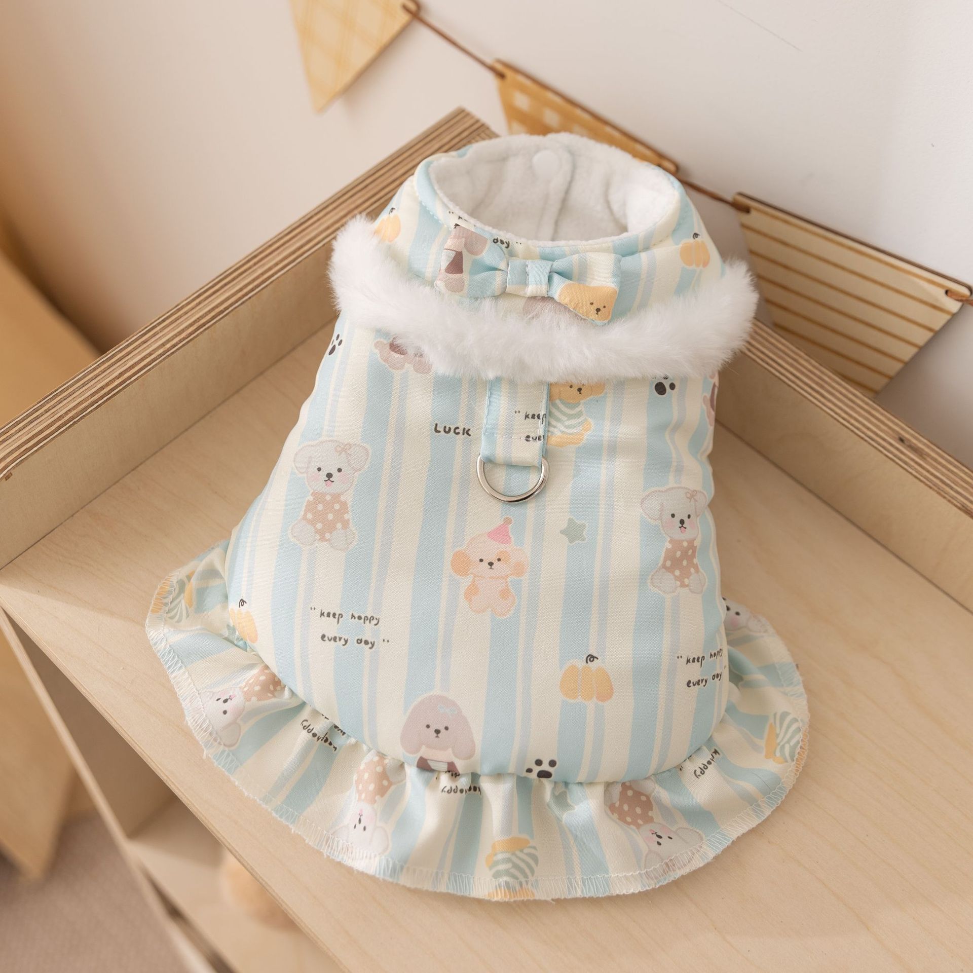 K3130 4-Legs Dog Pajamas with Hood, Christmas Themed Plaid Cotton Onesie for Small Dogs, Bichon, Maltese, Shih Tzu