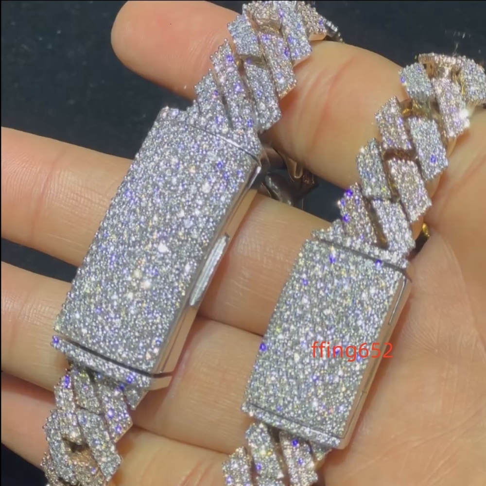 Popular Moissanite Bracelet Hip Hop Jewelry Vvs Iced Out Diamond Men Moissanite Cuban Chain Bracelet