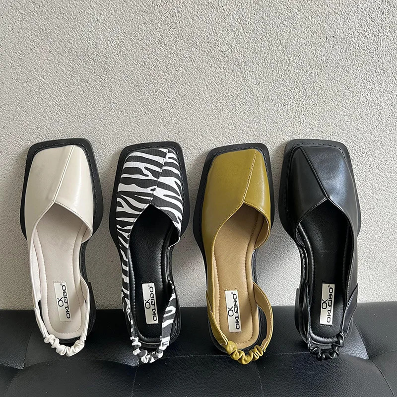 2025 Fashion Comfortable Loafers Shoes Summer Edition Baotou Sandals for Women Non Slip Square Head for One Foot Lazy Flats 250930