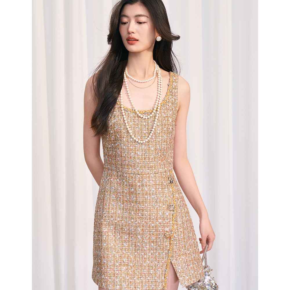 2025 autumn new French retro chic lightweight luxury gold sequin fashion suit jacket autumn coarse fur short jacket winter new designer jacket luxury 